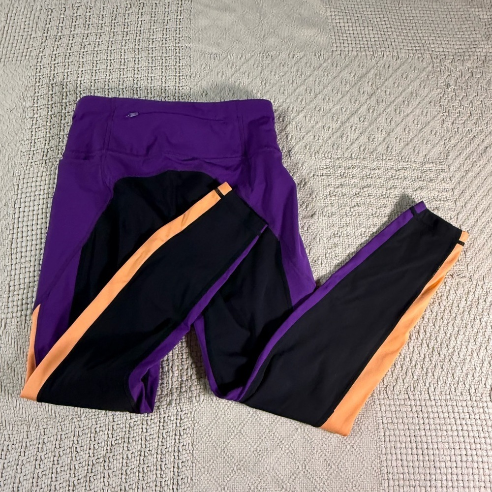 Sweaty Betty Power Colorblock 7/8 Length Yoga Workout Leggings Black Purple 4